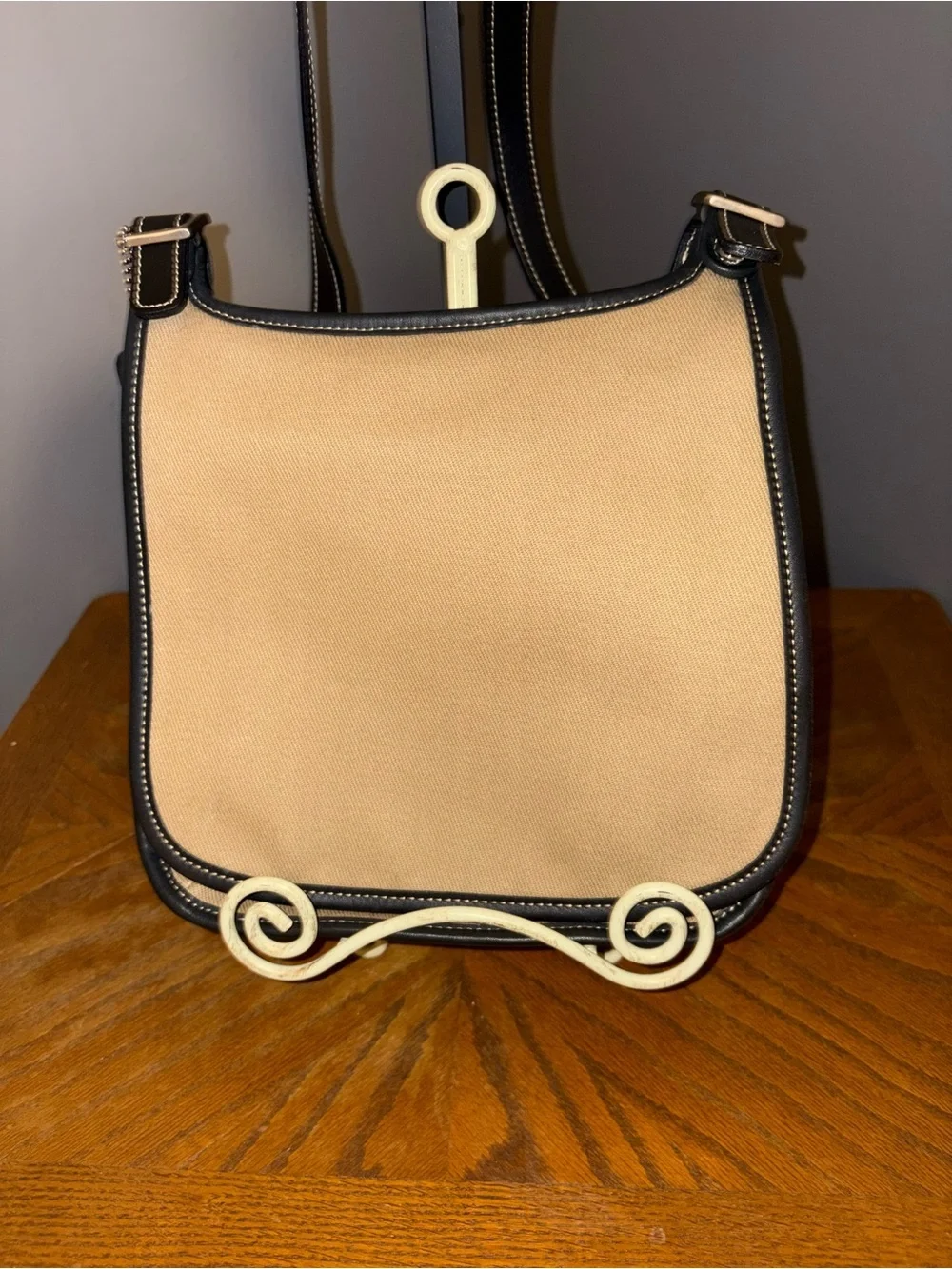 Coach Vintage Twill & Leather Hippie Flap Crossbody - Style 8114